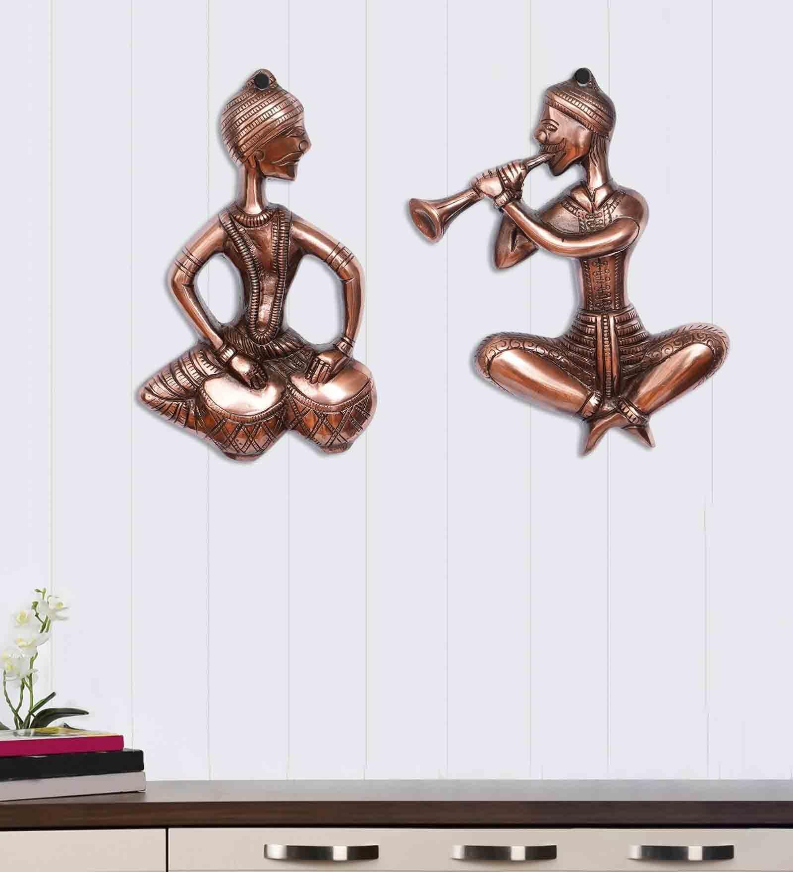 Iron Musician Wall Art In Brown