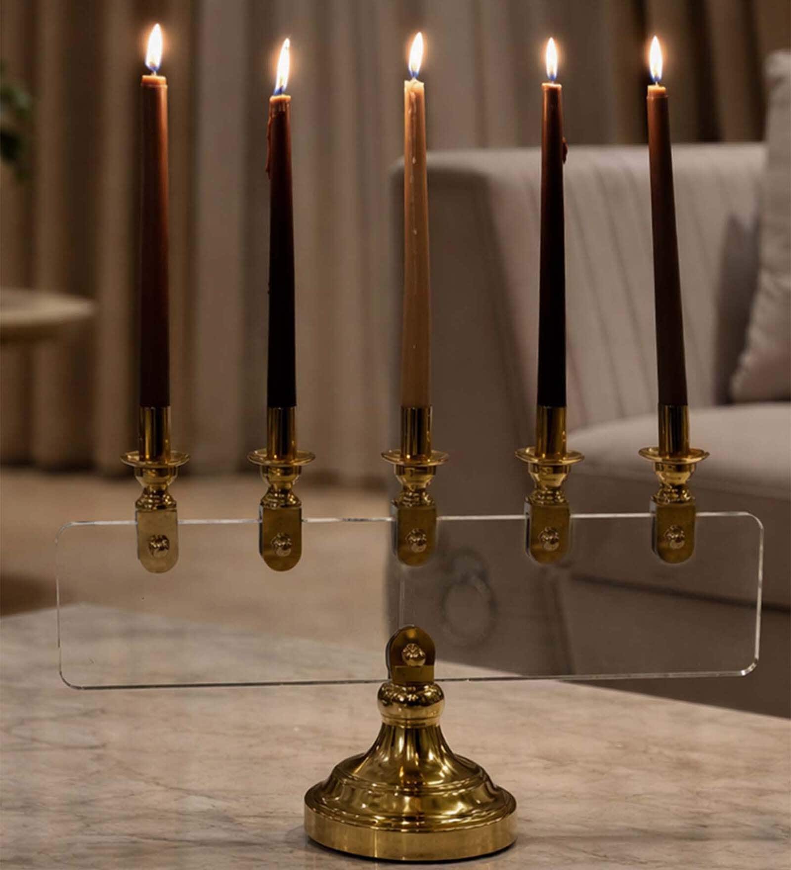 Metal Opaluxe 5-Arm Golden Candle Stand