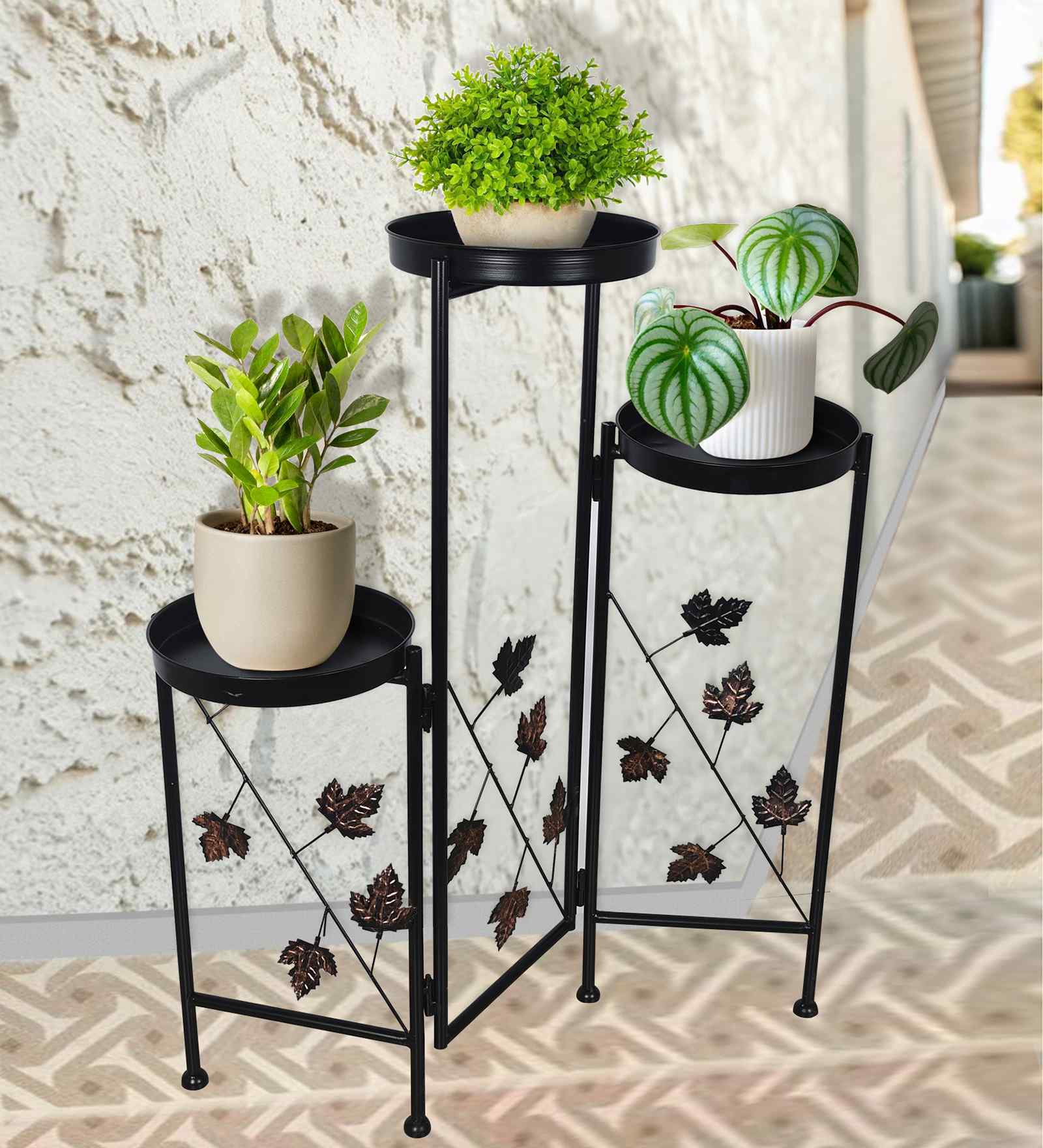 (1Pc) Black Metal Plant Stand
