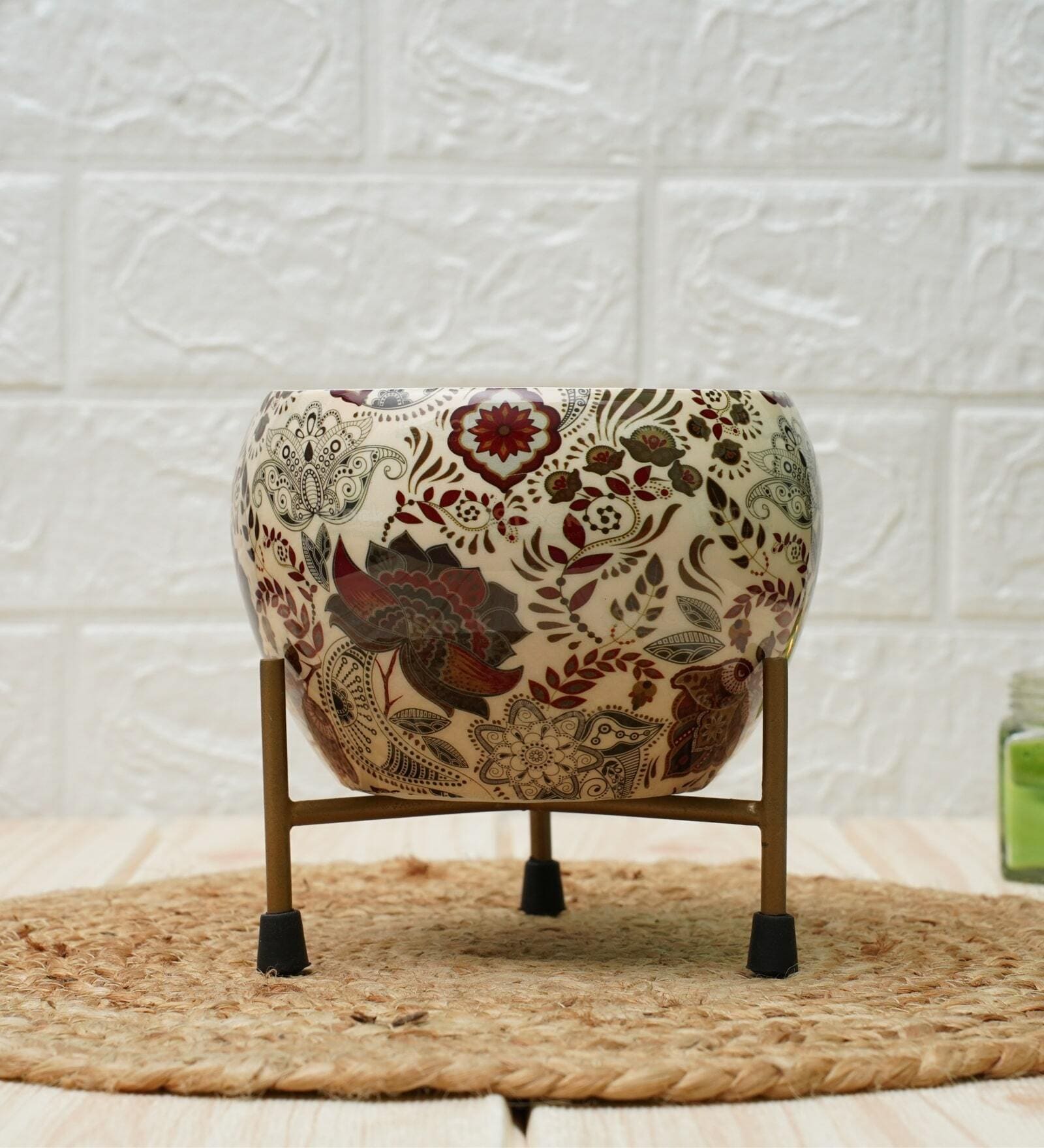 Metal Planter Dragon Print with Stand