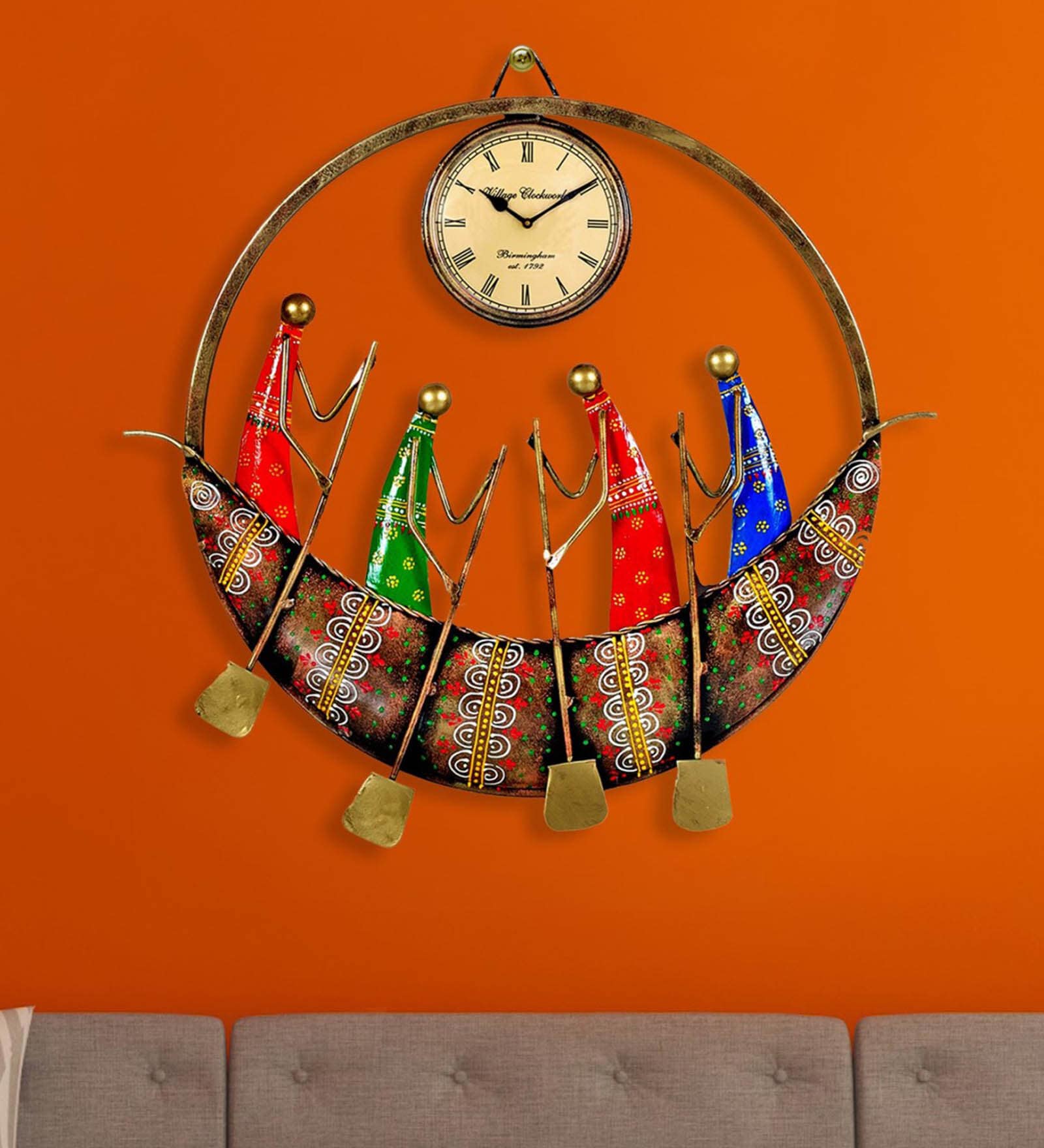 Metal Round Ship Antique Traditional Wall Clock