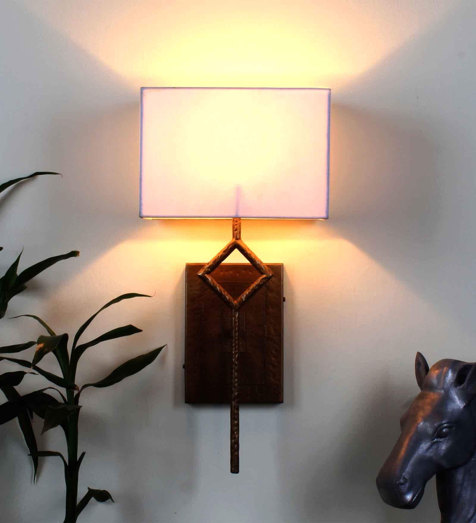 Metal Upwall Light with Square Fabric lampshade