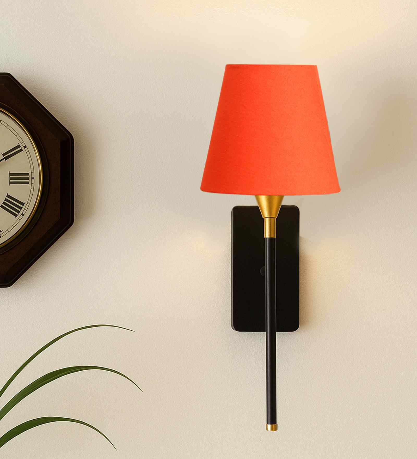 Metal Wall Mounted Conical Fabric Lamp Elegant Wall Lighting for Home-(Orange) Metal Wall Mounted Conical Fabric Lamp Elegant Wall Lighting for Home-(Orange)