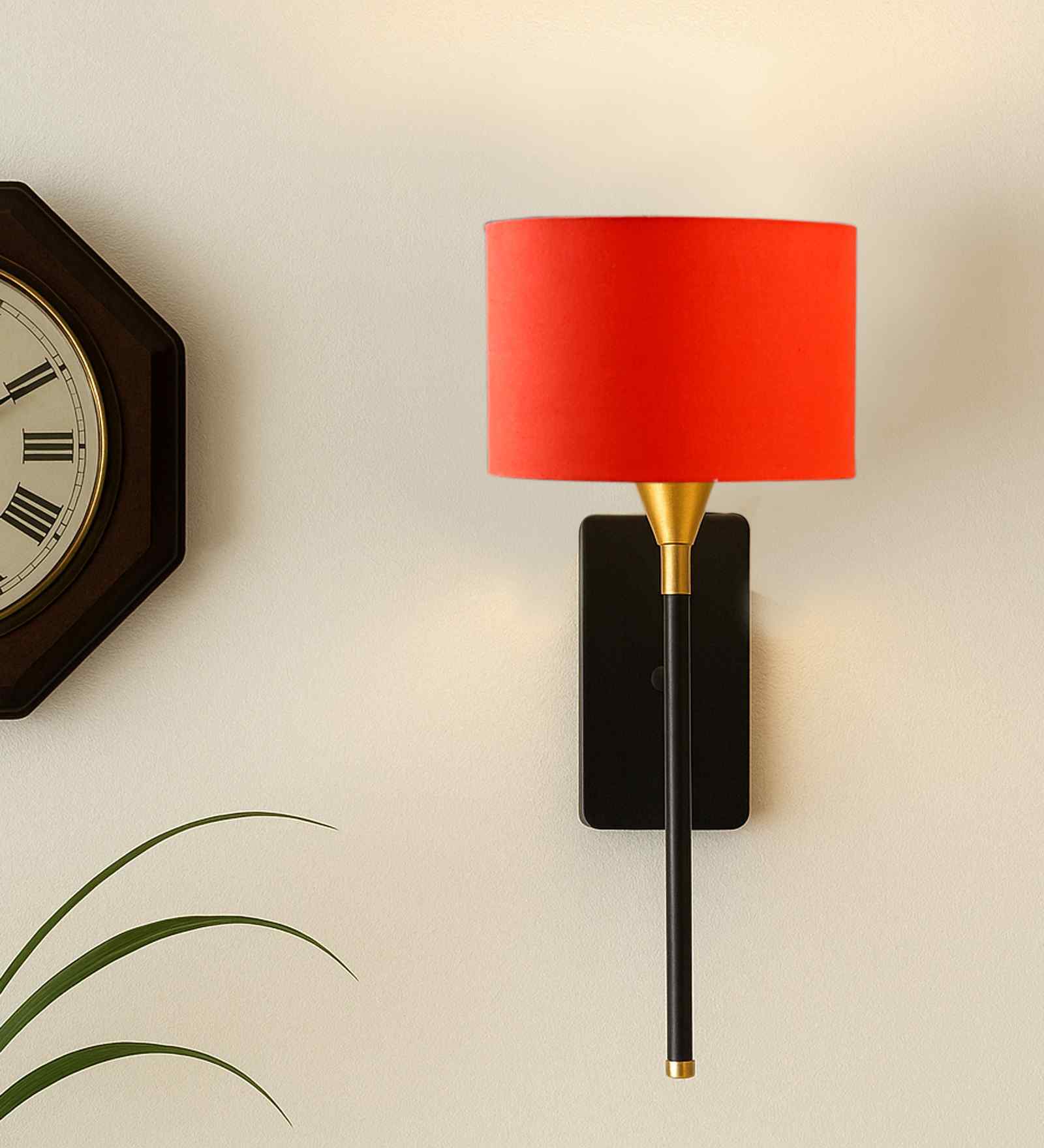 Metal Wall Mounted Lamp with 7" Round Drum Shade   Soft Ambient Glow-Orange cotton