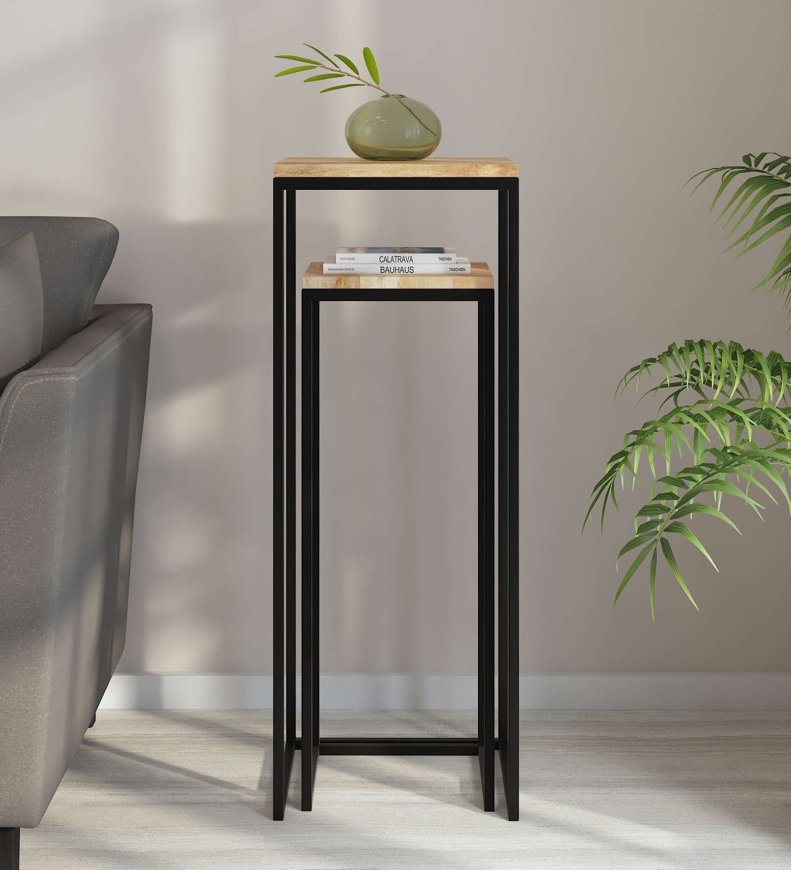 Metalico Nesting Table (Set Of 2) In Natural Finish