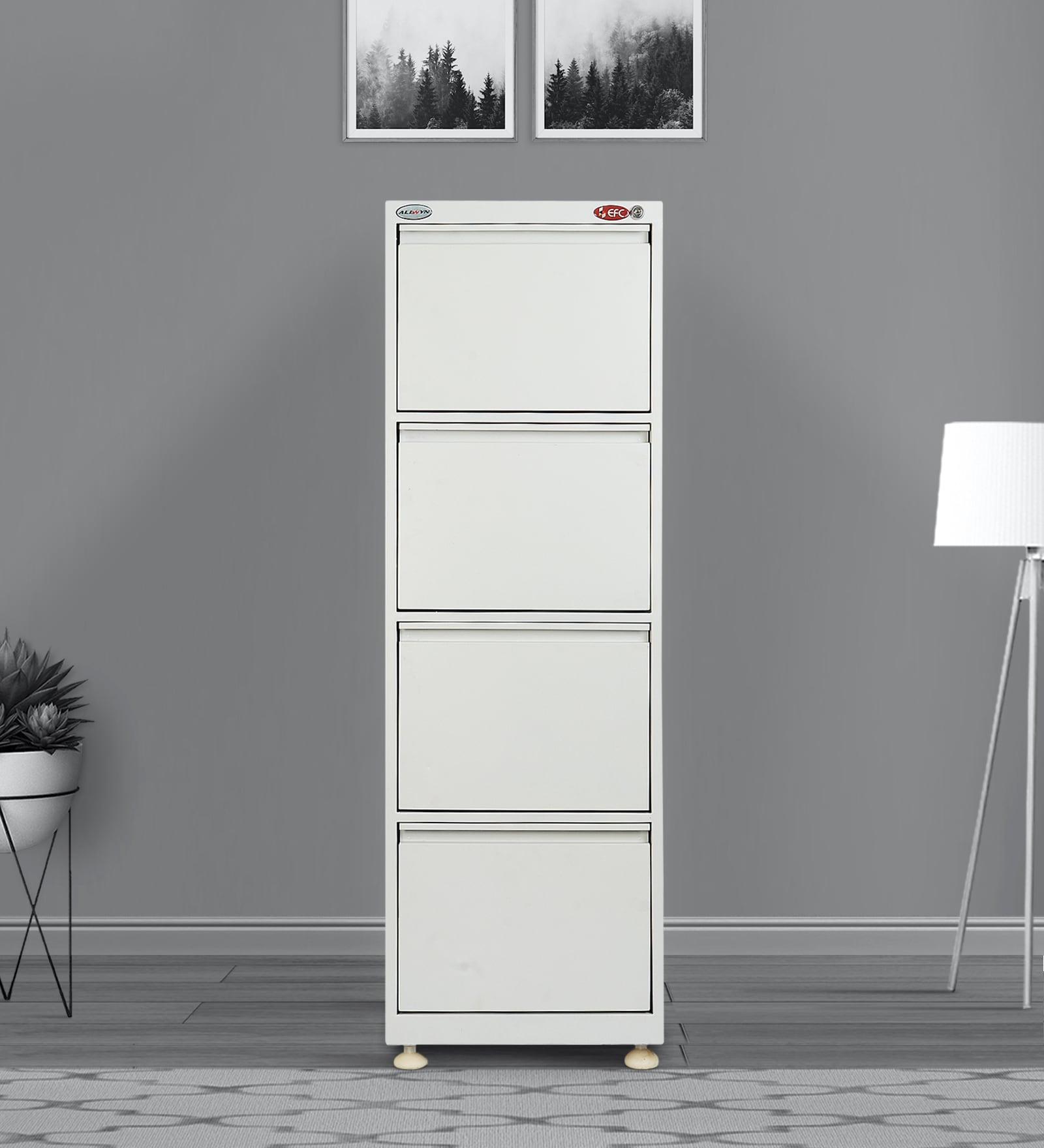 Buy Metallic 4 Drawer Filing in Grey Colour by EFC at 9 OFF by