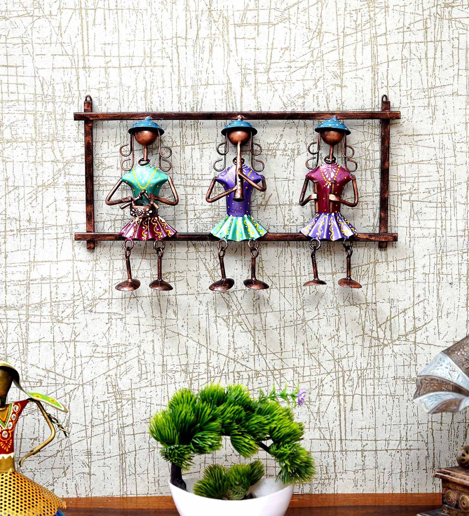 Metallic Musician Wall Hanging Frame In Blue