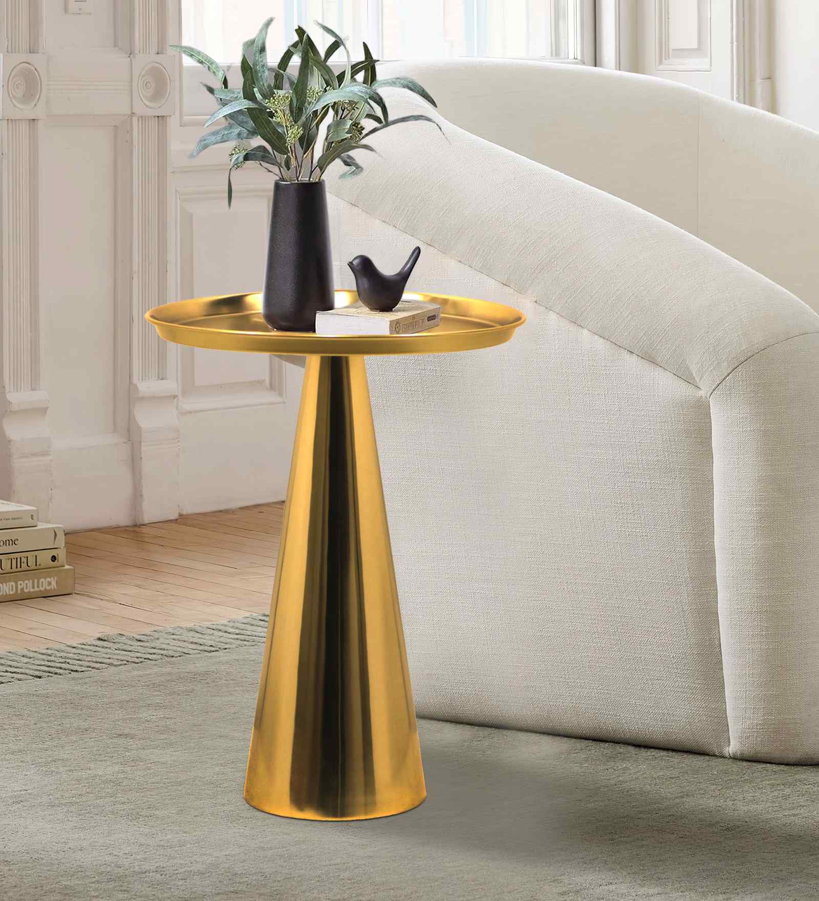 Verona Elegant Wooden Side Table In Gold Finish