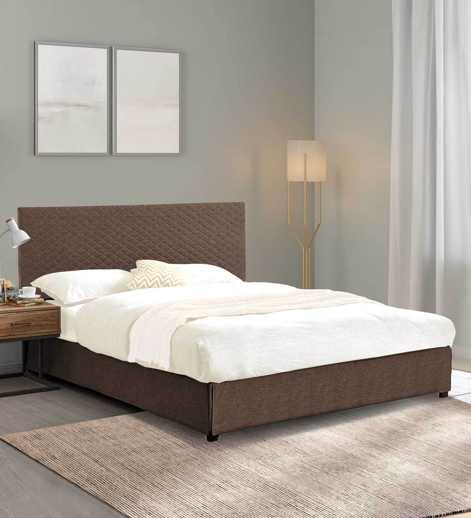 Buy Metro Fabric Upholstered King Size Bed In Brown Colour At 48% Off 