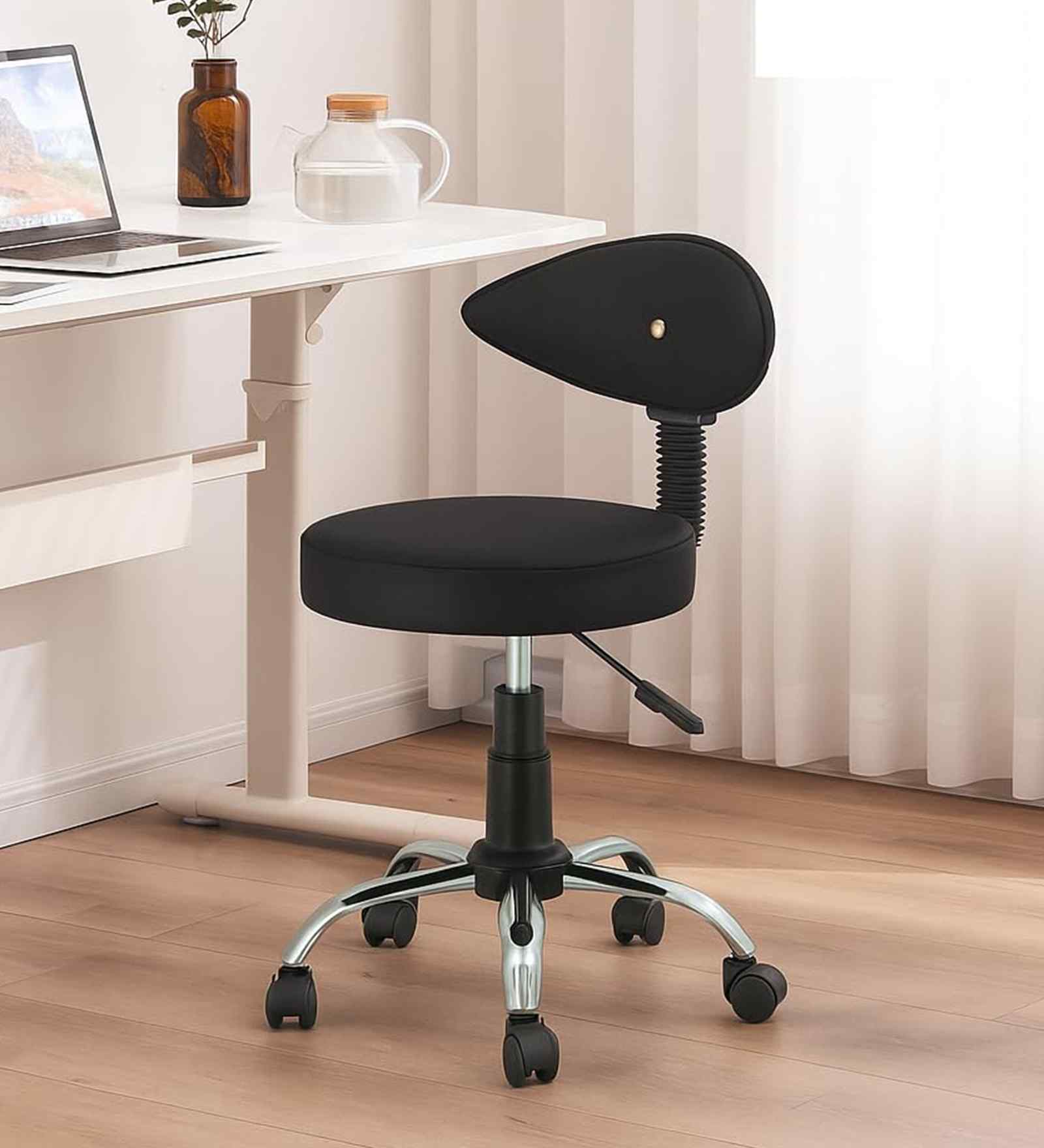 Metto Leatherette Barstool In Red Colour