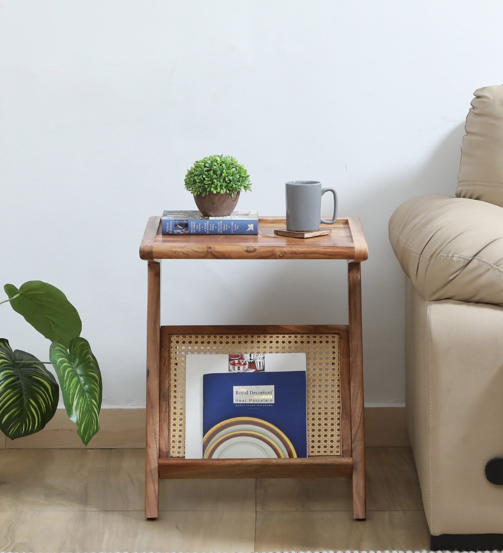 Metz Acacia Wood Side Table In Natural Finish
