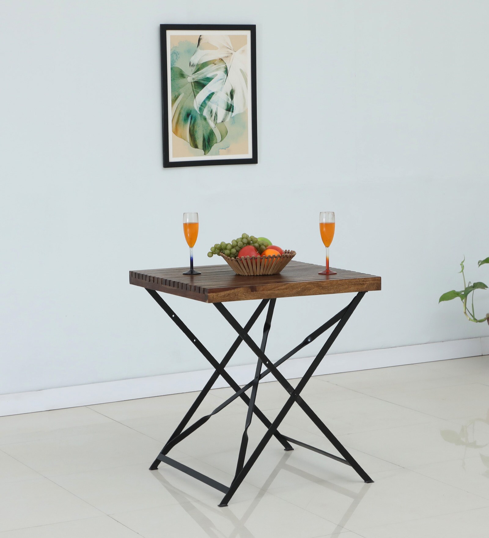 Mexico Metal Outdoor 4 Seater Dining Table in Provincial Teak Finish