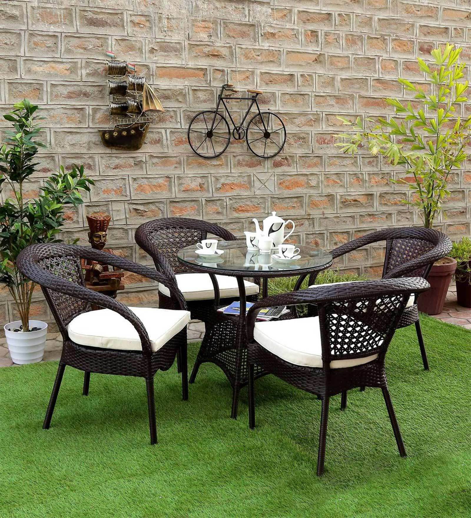 Buy Mexico Wicker Table and Chair Set in Brown with 4 Chairs at 29 OFF