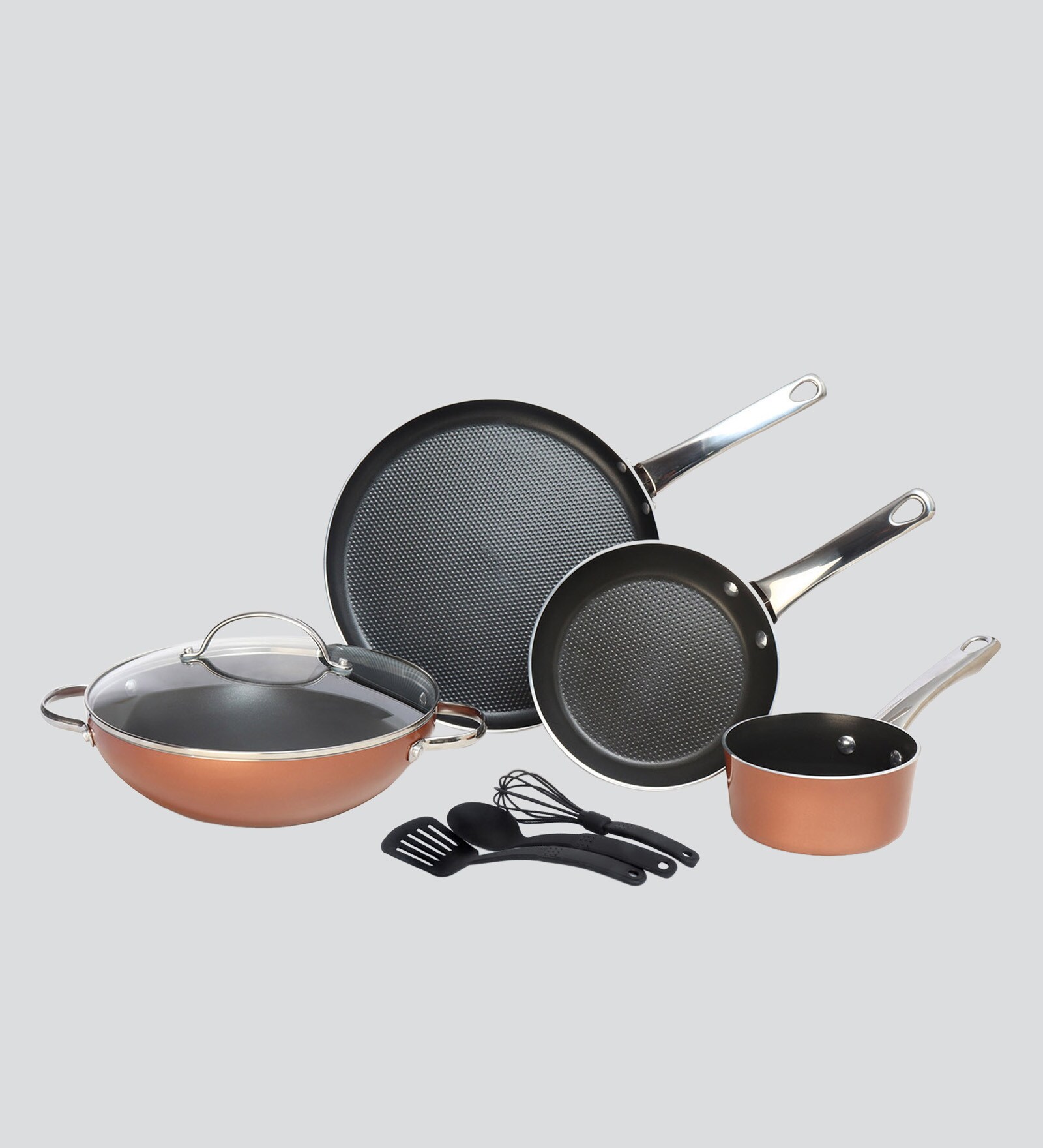 Aluminium Non-Stick Cookware-Set of 7 with 1 Glass lid