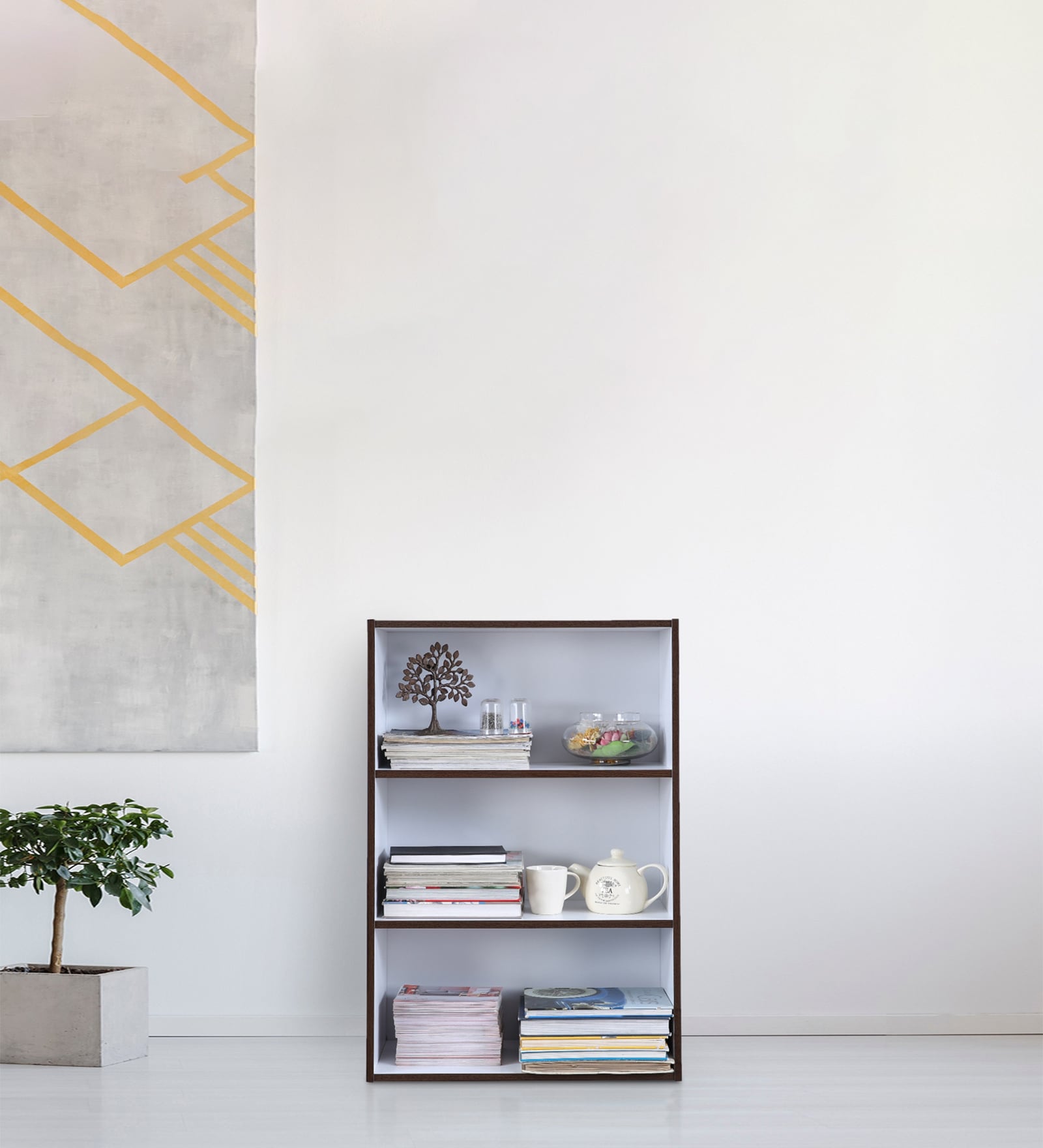 Mezzola Large Bookshelf In Wenge & White Finish