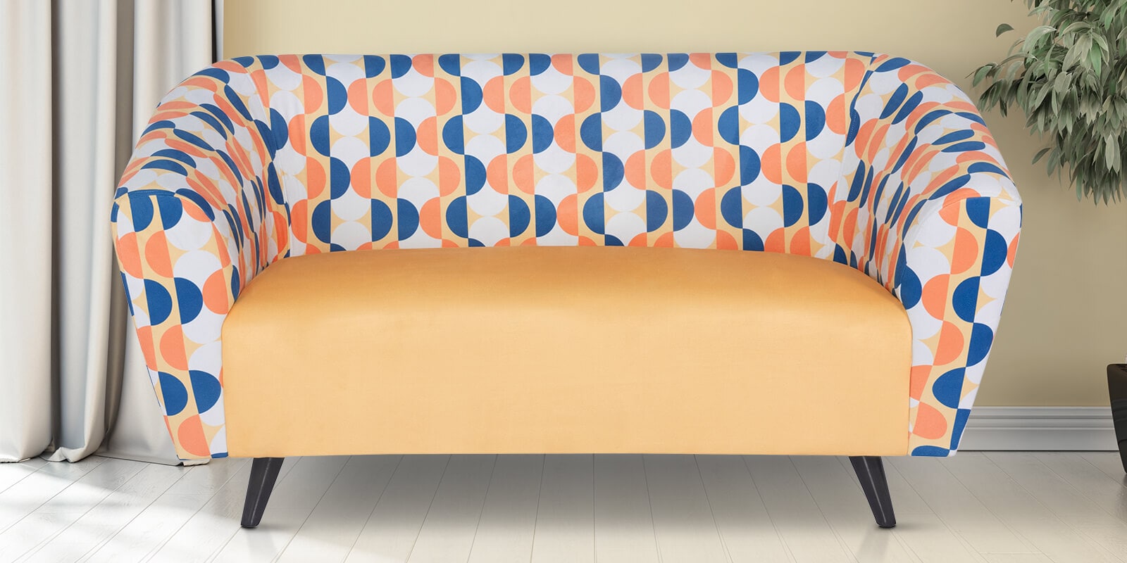 Meadow Fabric 3 seater Sofa In Geo Orange Colour