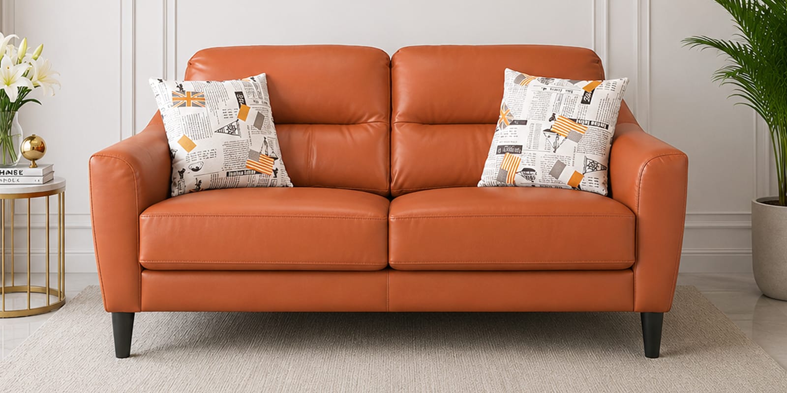 Meda 2 Seater Sofa In Tan Brown Colour Meda 2 Seater Sofa In Tan Brown Colour