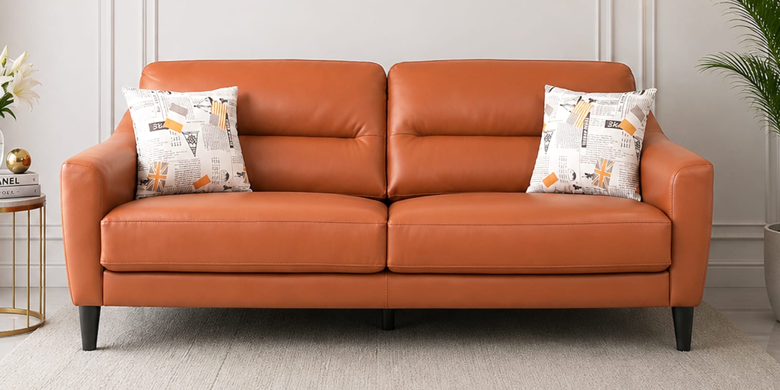 Meda 3 Seater Sofa In Tan Brown Colour Meda 3 Seater Sofa In Tan Brown Colour