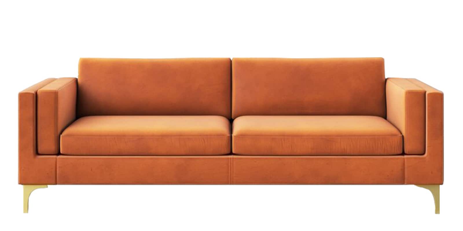 Lima Velvet 3 Seater Sofa In Rust Colour