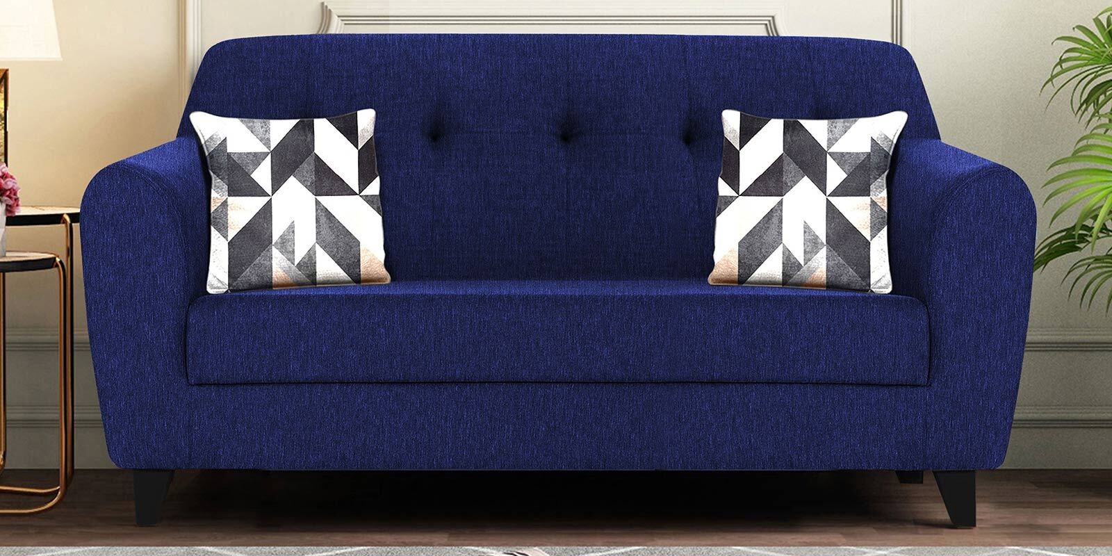 Melaan Fabric 2 Seater Sofa In Royal Blue Color