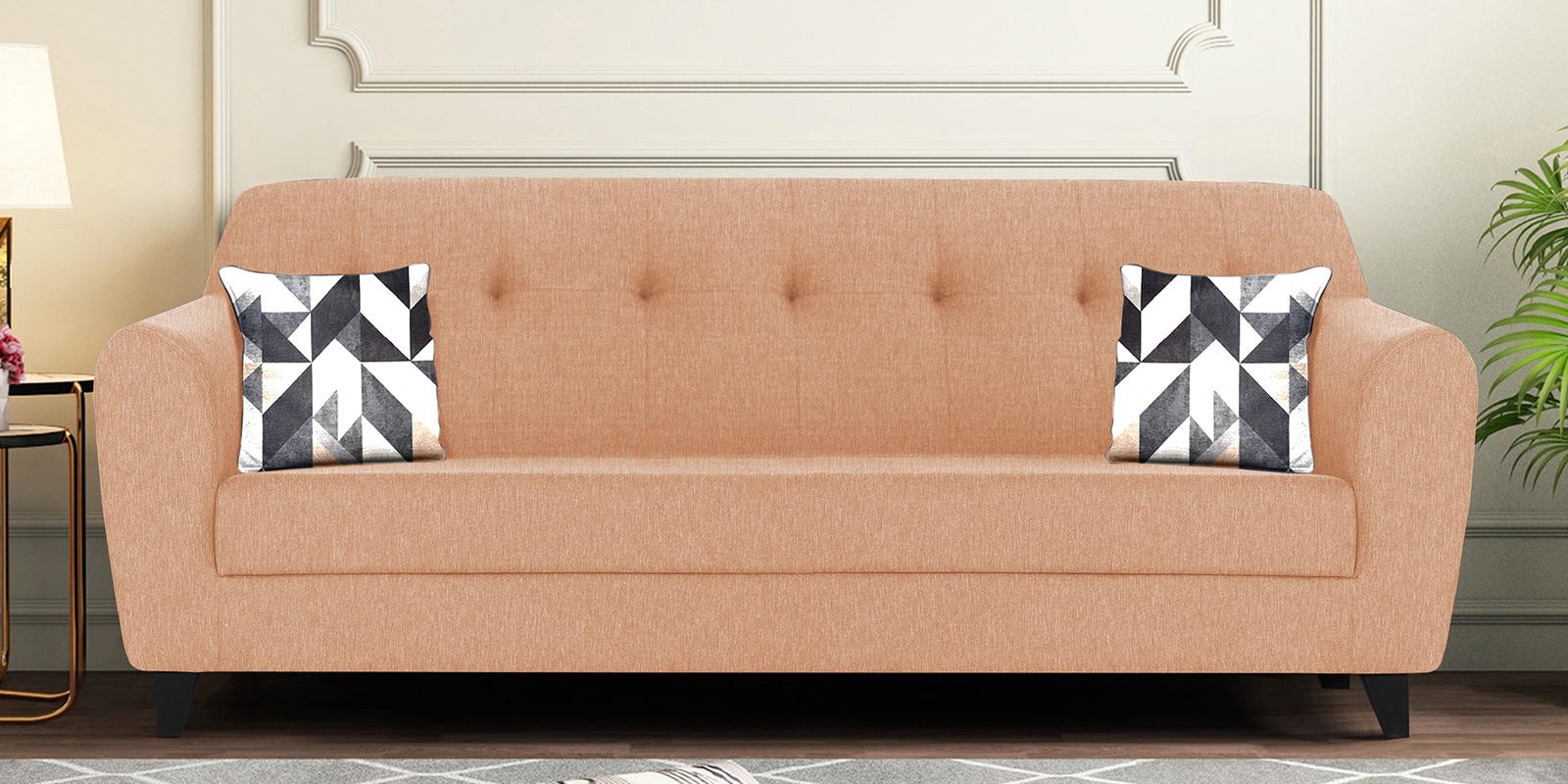Melaan Fabric 3 Seater Sofa In Cosmic Beige Color
