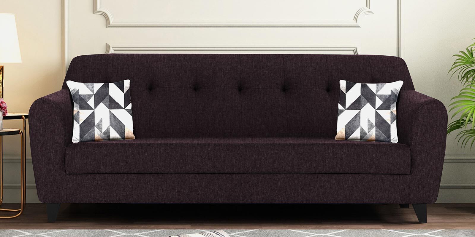 Melaan Fabric 3 Seater Sofa In Coffee Brown Color