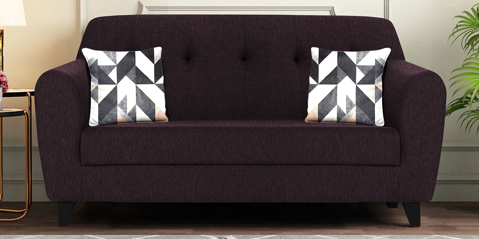 Melaan Fabric 2 Seater Sofa In Coffee Brown Color