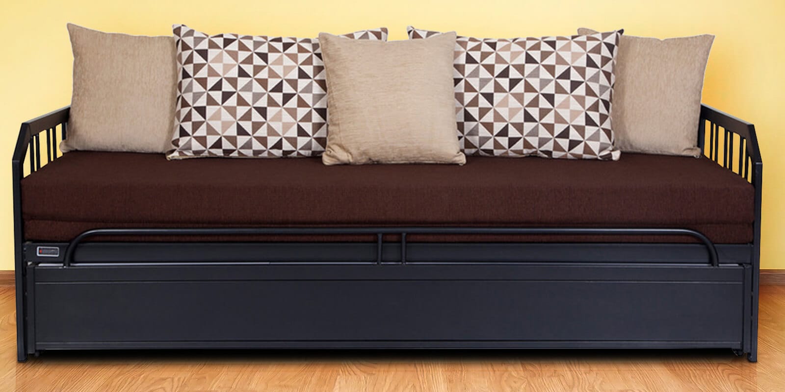 Buy Budapest Metallic Sofa Cum Bed with Storage with Brown Mattress by