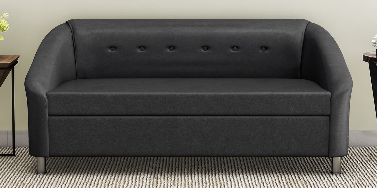 Mexico Leatherette 3 Seater Sofa in Black Colour Mexico Leatherette 3 Seater Sofa in Black Colour