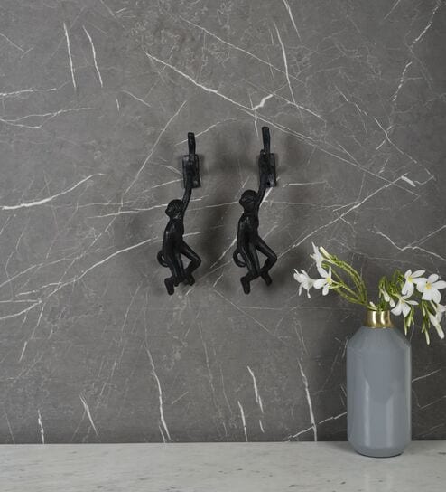 Medha Etched Black Aluminium (Set of 2) Hanging Wall Art by Citilites