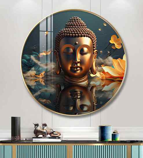 Mediating Buddha Blessing Acrylic Round Wall Art