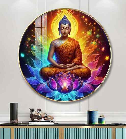 Meditating Buddha Acrylic Round Wall Art
