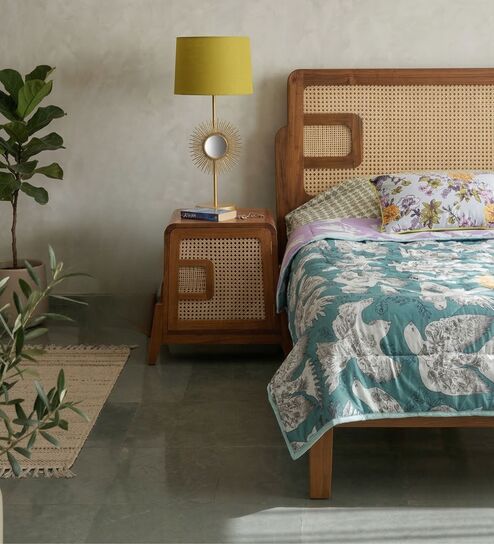 Medium And Bedside Table In Natural Finish