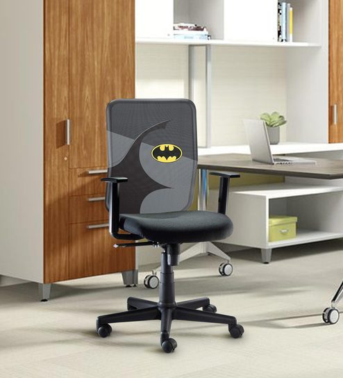 Medium Back Cover Steel Grey Batman Ergonomic Chair With Zip On Off Back Cover By Worldtag