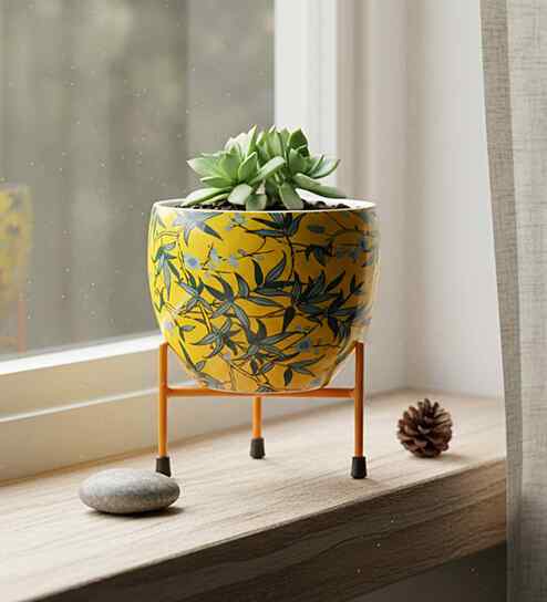 Meena Metal Pot for Indoor Plants with Stand