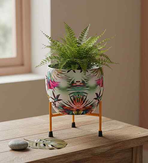 Meena Metal Pot for Indoor Plants with Stand