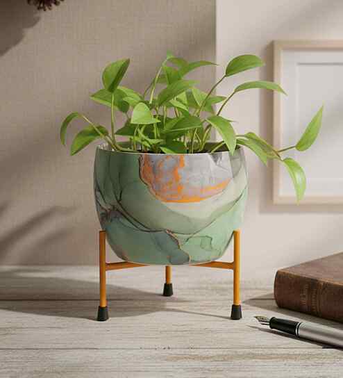 Meena Metal Pot for Indoor Plants with Stand