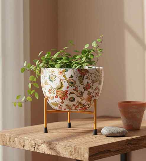Meena Metal Pot for Indoor Plants with Stand