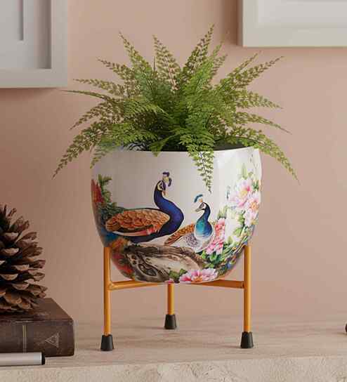 Meena Metal Pot for Indoor Plants with Stand