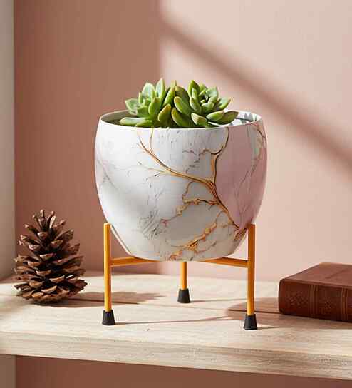 Meena Metal Pot for Indoor Plants with Stand