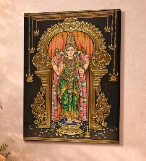 Meenakshi Tanjore Stretched Canvas Painting