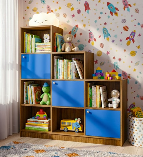 Megan Kids Bookshelf In Blue Finish