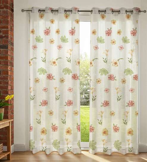 Mehek Floral Polyester Curtains for Door Pack of 2