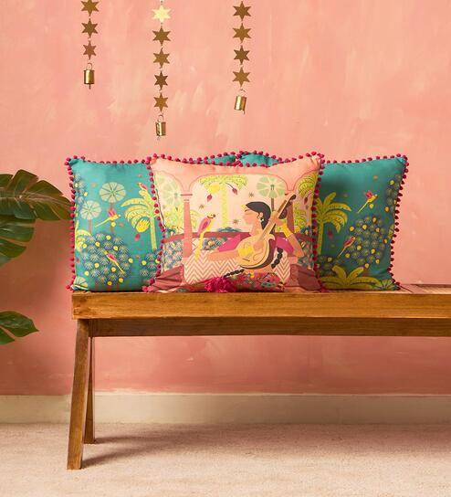 Mehfil Cushion Cover Set, 16" | Set of 3