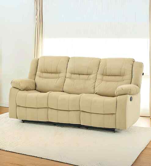 Melaka Manual 3 Seater Recliner In Beige Color