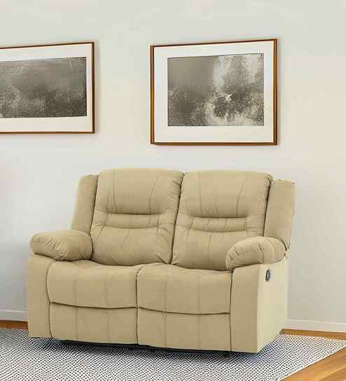 Melaka Manaul Two Seater Recliner In Beige Color