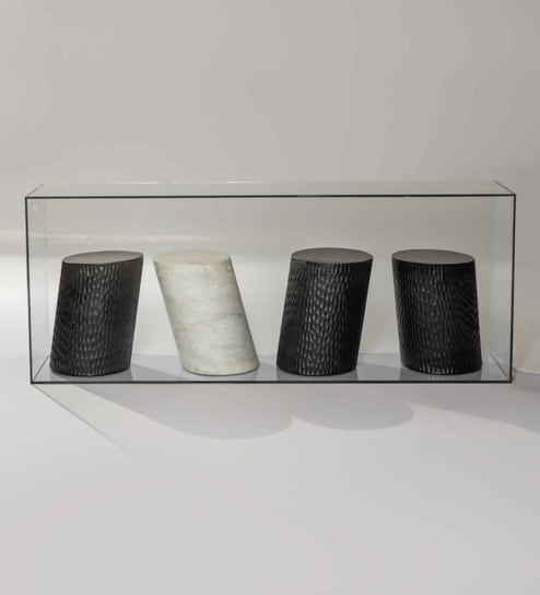 Melange Glass Console In Black & White Finish