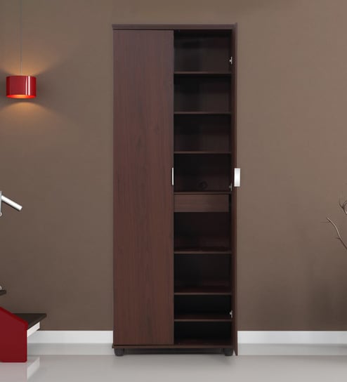 Buy Melissa Tall Shoe Rack In Dark Walnut Finish By Evok Online