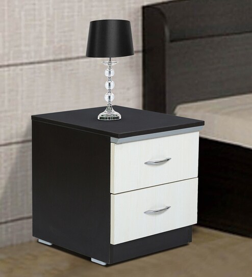 Buy Mellite Bed Side Table With Two Drawers In Wenge White