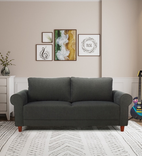 Melody Fabric 3 Seater Sofa In Slate Grey Colour